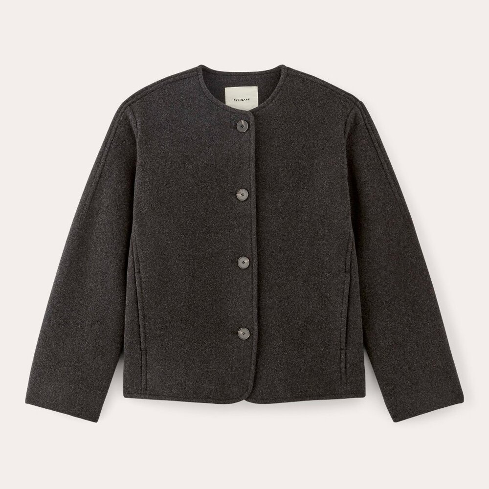 Everlane Women's Cocoon Coat in Wool in Heather Charcoal, Size Small